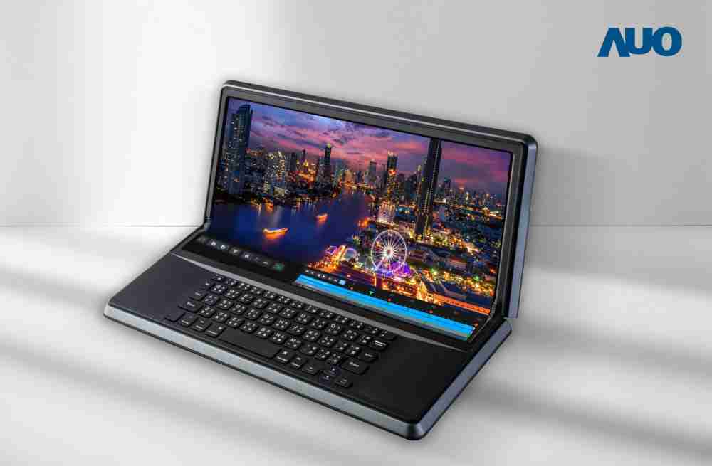 银河集团14.6吋Micro LED折迭显示屏幕，，，，搭配半径4mm的弯折绞炼，，，，以及高画素、、、高亮度、、高对比度的显示技术特点，，，即便在大视角下仍保有绝佳色相与亮度